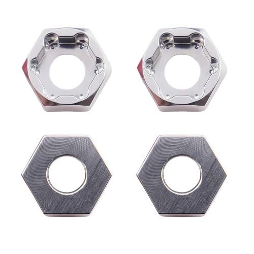 4Pcs 5mm to 7mm RC Wheel Hex Adapter, Aluminum Hex Hub Converter for 1/10 & 1/24 RC Crawler, CNC Machined Wheel Hub Adapter (Silver) - color: Silver