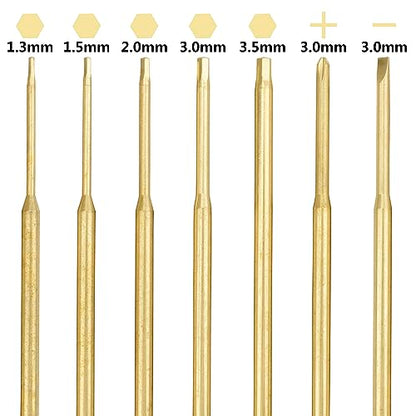 7 in 1 Mini Portable Screwdriver Hex Driver 1.3 1.5 2.0 2.5 3.0mm 0#+ 1#- Hex Key RC Screw Driver Repair Tool for 1/16 1/12 1/14 1/10 RC Cars (Black) - color: Black