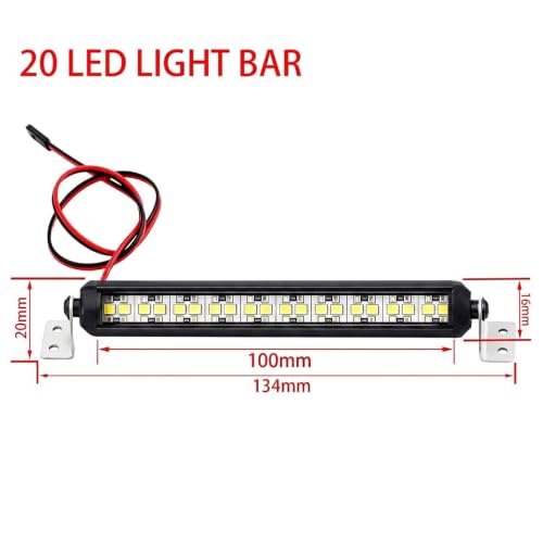 Aluminum RC Light Bar 20 LED 100mm Roof Light with CH3 Light Control Switch Kit for 1/10 Axial SCX10 Traxxas TRX4 Arrma Karton Redcat GEN8 RC Crawler Car - size: 100mm Roof Light Bar with CH3 Control