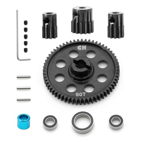 60T Spur Gear and Pinion Set for Traxxas LaTrax 1/18 RC Cars | 0.5M 60T spur gear and 48DP 9/10/14T pinion;for Teton, Rally, Desert Prerunner and SST; replaces 7640, 7644, 7645 and 7592