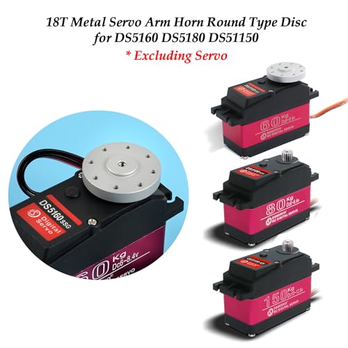 18T Metal Servo Arms Horn Aluminum Round Servo Bracket Standard Servo Disc with Screw for DS5160 DS5180 DS51150 60KG 80KG 150KG Servo (Pack of 4pcs)