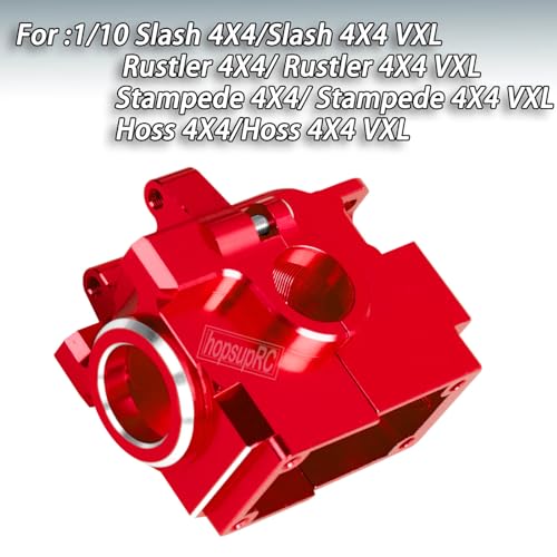 Gearbox Transmission Case Upgrades Parts Aluminum Front Rear Wave Box Gearbox for 1/10 Slash/Rustler/Stampede/Hoss VXL 4X4 4WD,Replace #6880#6881,Red - color: Red( Upgrades Parts)