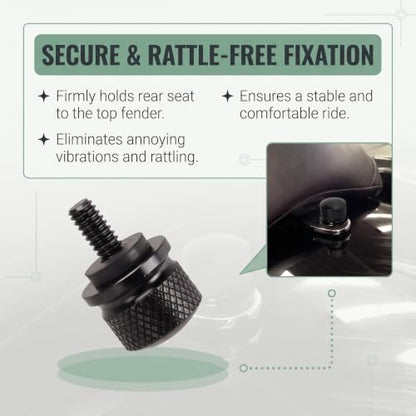 2PCS Motorcycle Seat Bolt Screw Rear Mount Screw Kit, Aluminum Alloy Quick-Release Fender Seat Hardware Kit, Compatible with Harley Davidson Sportster Touring Softail Dyna 1996-2024 (Black)
