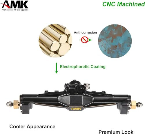 AMK TRX4M Brass Portal Axle Upgrade Kit Complete Set, Front Axles and Rear Axles with 7mm Hex Wheel Hubs and 4mm Adapters for 1/18 RC Crawlers TRX4M Upgrades, Bronc, Defend K10