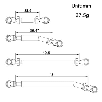 MEUS Racing SCX24 Links High Clearance Chassis Links & Steering Links Set for Axial SCX24 C10 Bronco Wrangler 1/24 RC Crawler, Titanium - color: Titanium