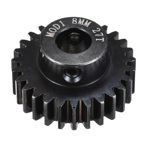 MECCANIXITY 1M 27T 40 Chrome Steel Motor Pinion Gears, 1.14" x 1.1" RC Motor Gears Fits 8mm Shaft Bore for RC Vehicles Truck Drift Remote Control Car Off-Road Crawler Parts, Black - style: 27T