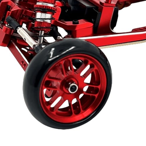 4PCS Finished Flat Running Drift Tires and Wheels 7MM Hexagon for 1/24 Losi Micro B Upgrades and 1/28 Losi Micro T Upgrades (New b Red) - color: New B Red