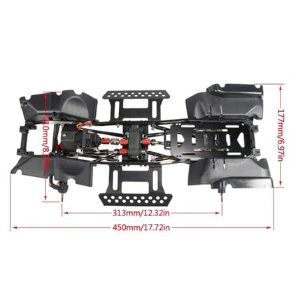 RC Models Parts For Wrangler For SCX10 1/10 2-Speed Transmission For Chassis Kit Frame With For Rock Slider Body Wheelbase Fender Flares RC Crawler 313mm(Chassis Set) - size: Chassis Set