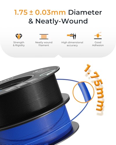 Official CREALITY PETG 3D Printer Filament 1.75mm 1KG (2.2lbs) Black | High Precision Strong Toughness, Odorless Better Flow Moistureproof 3D Printing Ender Filament - color: Black, size: 1.75 mm