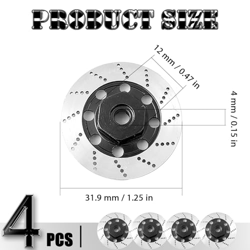 Brake Discs with 12mm Hex Hub for Tamiya Sakura D4 1/10 Scale RC Cars - Aluminum Alloy Upgrade Kit for Drift, On-Road RC Car - CNC Machined Performance Part with Anodized Finish Black - color: Black