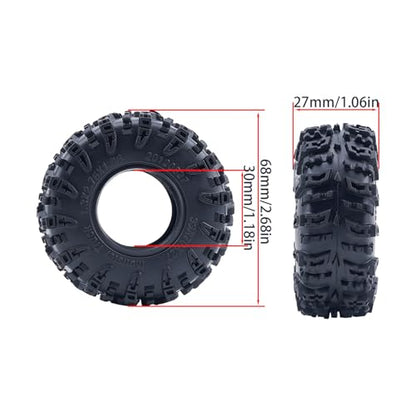 DJX 4PCS 1.3 Inch 68mm Tall Tires Super Soft Sticky Rubber Tires with Foam Insert for 1/18 1/24 Axial SCX24 TRX4M FCX18 UTB18 Etc RC Crawler Car