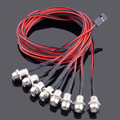 2 Pack RC Car 8 LED Light Kit, Headlight Taillight for 1/10 1/8 RC Models Scx10 D90 TRX4 RC Car Truck Lighting (Red & White) - color: 8 LED Red White