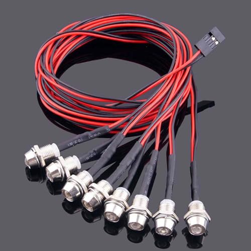 2 Pack RC Car 8 LED Light Kit, Headlight Taillight for 1/10 1/8 RC Models Scx10 D90 TRX4 RC Car Truck Lighting (Red, White & Yellow) - color: 8 LED Red White Yellow