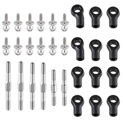 RC car Components Compatible with LOSI Micro-B 2WD for Buggy 1/24 RC Car Upgrade Parts 1Set Stainless Steel Adjustable Linkage Link Rod Set W Ball End