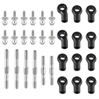 RC car Components Compatible with LOSI Micro-B 2WD for Buggy 1/24 RC Car Upgrade Parts 1Set Stainless Steel Adjustable Linkage Link Rod Set W Ball End