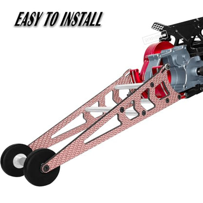 RC Wheelie Bar w/Mount Upgrades Part for 1/10 Slash Rustler Bandit 2WD(VXL),Carbon Fibre Wheelie Bar Kit Tail Wheel Head up Wheel Assembly Hops Up,Red - color: Red(1set)