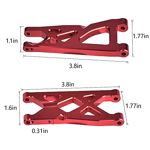 Globact Aluminum Front & Rear Suspension Arms Set for 1/10 Arrma Granite 4X4/Senton/Rc Short Course Truck Upgrade Parts Replacement of AR330443 AR330516 Option Parts(Red) - color: Red