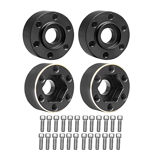 4Pcs Brass Weights 1.9 2.2 Inches Beadlock Wheels 12mm Hex Wheel Hub Widen Adapters for SCX10 TRX4 1/10 RC Crawler Upgrades (Black, 9mm) - color: Black, size: 9mm