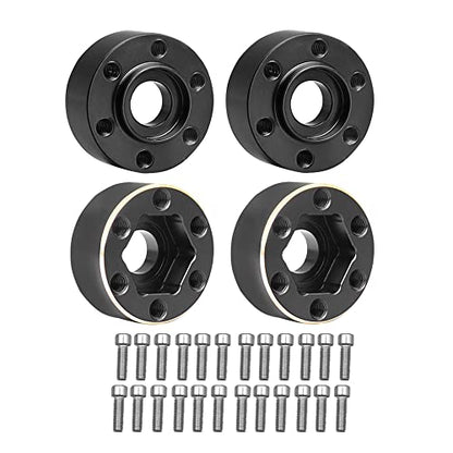 4Pcs Brass Weights 1.9 2.2 Inches Beadlock Wheels 12mm Hex Wheel Hub Widen Adapters for SCX10 TRX4 1/10 RC Crawler Upgrades (Black, 9mm) - color: Black, size: 9mm
