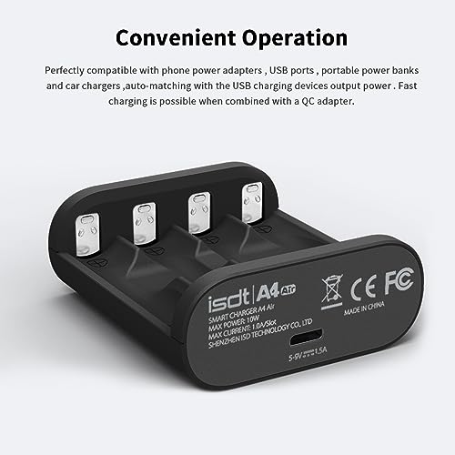 A4 Air AA Battery Charger 10W 1.5A DC AAA Smart Charger USB Input Wireless for 10500 12500 NiMH NiCd Li-lon LiFePO4 Battery - color: ISDT23