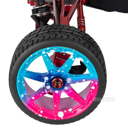 RC Highway Tires Wheel for 1/7 Infraction 6S BLX/Limitless,1/8 Typhon 6s BLX,7 Spokes Wheel Rim & Rubber Highway Tires RC Drift Tires,Blue Pink - color: Blue Pink - (4pcs Highway Tires)
