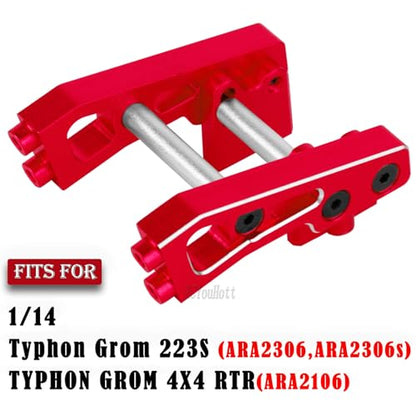 RC Aluminum Adjustable Wing Mount Upgrades Part for 1/14 Typhon Grom 223S (ARA2306,ARA2306s,ARA2106) RC Car,Adjustable Wing Mount Hops Up,Red - color: Red-(upgrades Part）