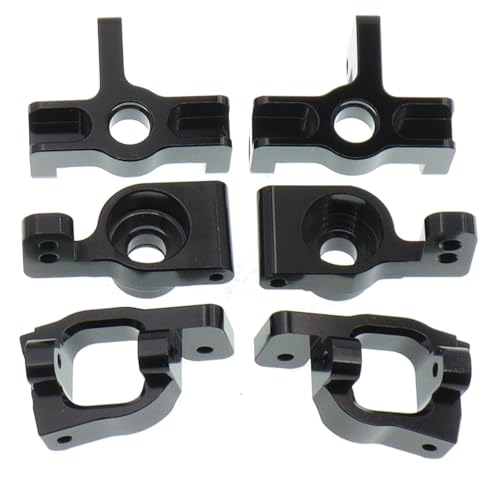 6PCS Metal Front Steering Cup&C seat&Rear Wheel hub Compatible with WLtoys Compatible with WLtoys 1/14 144010 144001 144002 1/12 124016 124017 124018 124019 RC Car Upgrade Parts (Black) - color: Black