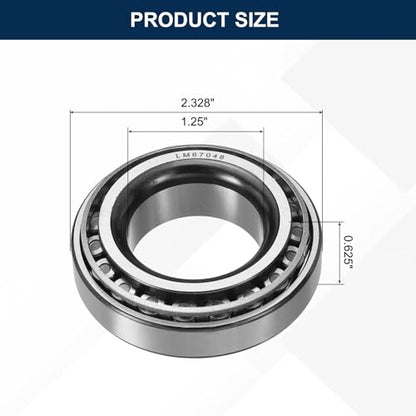 uxcell LM67048/LM67010 Tapered Roller Bearing Cone and Cup Set, 1.25" Bore x 2.328" OD x 0.625" Thick, Chrome Steel Taper Bearing Set, ABEC-3 - size: LM67048/LM67010