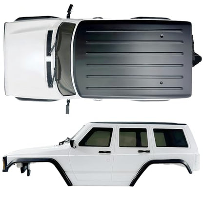 6.10in Wheelbase ABS Hardtop Cherokee Body for TRX4M Bronco Defender Chassis, 1/18 RC Crawler Body Shell with Front & Rear Bumpers (White) - color: White