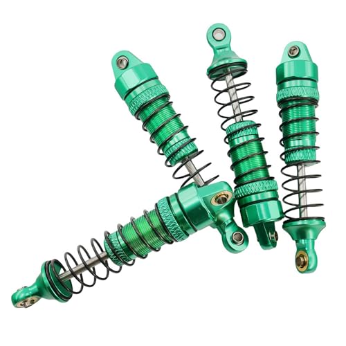 1/18 RC Aluminum Shock Absorbers Set 67mm, Pre-Assembled Suspension Damper Kit for RC Cars, Front Rear Upgrade Parts, 4PCS (Green) - color: Green