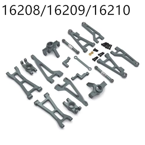 RC Accessory Compatible with MJX 16207 16208 16209 16210 Metal Front and Rear Suspension Arm Steering Cup Link Rod Set 1/16 RC Car Upgrade Parts Kit(Gray,16208) - color: Gray, size: 16208