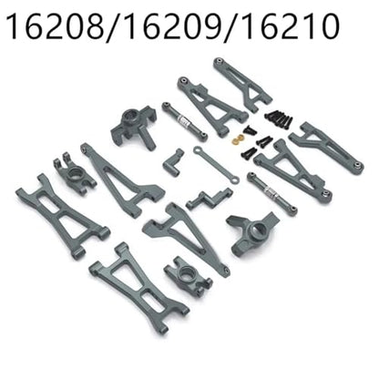 RC Accessory Compatible with MJX 16207 16208 16209 16210 Metal Front and Rear Suspension Arm Steering Cup Link Rod Set 1/16 RC Car Upgrade Parts Kit(Gray,16208) - color: Gray, size: 16208