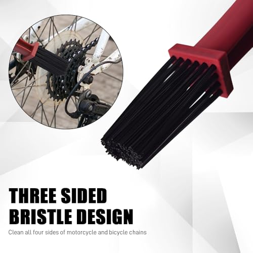 1PCS Bike or Motorcycle Chain Washer, Bicycle Cleaning Chain Double-Ended Brush, Black Durable Motor Chain Gears Cleaning Square Head Brushes, Universal Cleaning Tool (Red/1PCS) - color: Red/1PCS