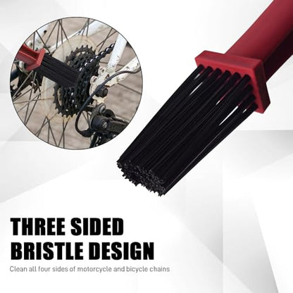 2PCS Bike or Motorcycle Chain Washer, Bicycle Cleaning Chain Double-Ended Brush, Black Durable Motor Chain Gears Cleaning Square Head Brushes, Universal Cleaning Tool (Red/2PCS) - color: Red/2PCS