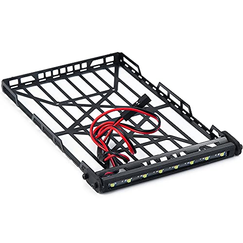 Stainless Steel RC Roof Rack with LED Light Bar for Axial SCX24 AXI00002 JLU CRC 1/24th RC Crawler Truck Car