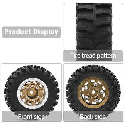 0.7" Aluminum Beadlock Wheels and Tires Set for 1/30 Axial SCX30 RC Crawler – Upgrade Parts (Bronze-299) - color: Bronze-299