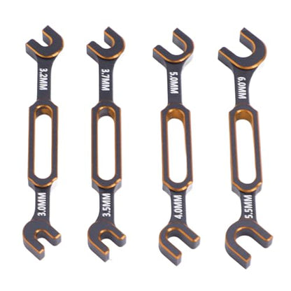 4PCS RC Wrench, Premium Aluminum Alloy Turnbuckle Nut Ball Joint Remover Tool, 3.0, 3.2, .5, .7, 4.0, 5.0, ., 6.0mm Sizes Tool for RC Car, Boat, Drone, Crawler, Truck DIY (Gold) - color: Gold