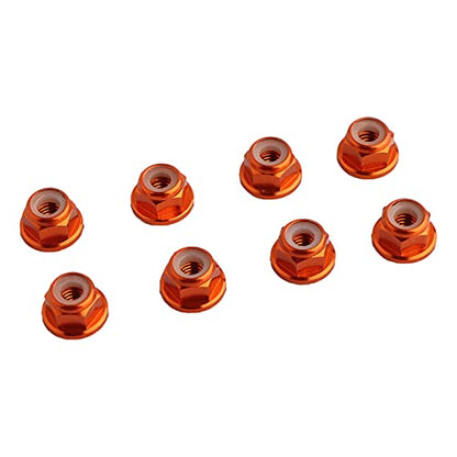 8PCS Flange M4 Lock Nuts Serrated Nylon Self-Tightening Aluminum M4 Wheel Hardware for Axial HPI TLR ECX Model RC Car Vehicles Upgraded Replacement Parts (Orange) - color: Orange