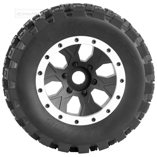 MX43 RC Wheels and Tires Truck Tires for 1/5 KRATON 8S EXB AVC 4X4 RTR,1/5 Outcast 8S EXB AVC 4X4 RTR,1/5 X-MAXX 8S,Pro-line Racing Badlands Tires w/Wheel Hex,4PCS,White - color: White(4pcs)
