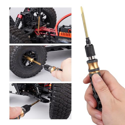 1.5mm 2m 2.5mm Hex Bit Set Allen Wrench Drill Bits Hex Nut Driver 7mm, Phillips Screwdriver Bit, with Handle and Wheel Wrench for 1/10 Scale RC Cars Trucks Models