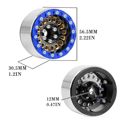 1.9 Brass Beadlock Wheel Rim for 1/10 SCX10 SCX10 II 90046 SCX10 III AXI03007 SCX10 Pro TRX4 TRX6 Gen7/8 D90 VS4-10 MST CFX RC Crawler Car,Brass Beadlock & Aluminum Deep Dish Rim,BlackGold - color: Blackgold - (4pcs Rim)