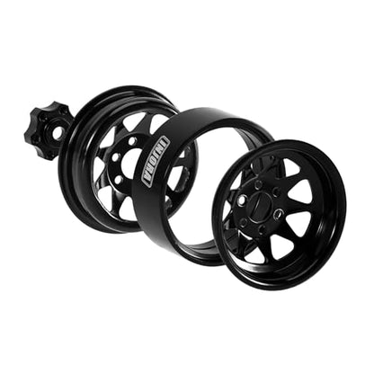 INJORA -4.05mm Offset Stamped Steel 1.3" Wheels for 1/24 1/18 RC (Black) - color: Black