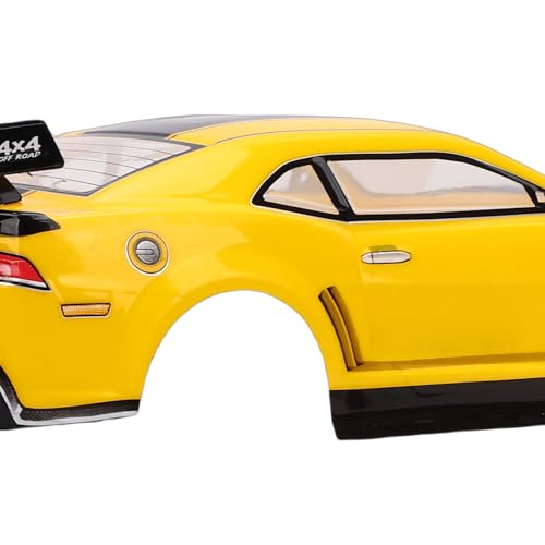1/10 Scale RC Car Body Shell for 26cm Wheelbase Racing Cars, Remote Control Car Fe and Rear Wing, Yellow Black with Durable PVC Construction and Lightweight Design