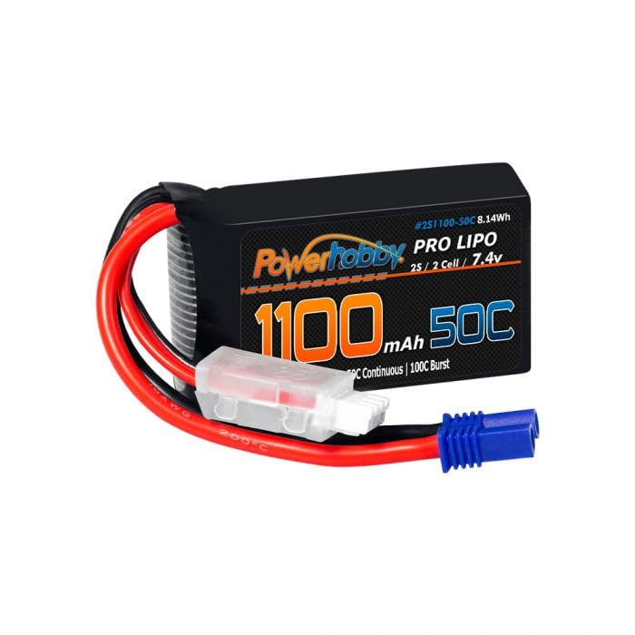 Powerhobby 2S 1100mAh 50C LiPo Battery w EC2 Plug FITS: Losi Mini-B Mini-T 2.0 JRX2