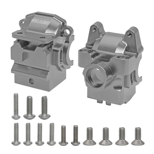 Alloy Front&Rear Differential housing Gear Box for Traxxas 1/10 4X4 Rustler Stampede Hoss Slash 4WD VXL-Replaces Part 6880 6881 - color: Titanium