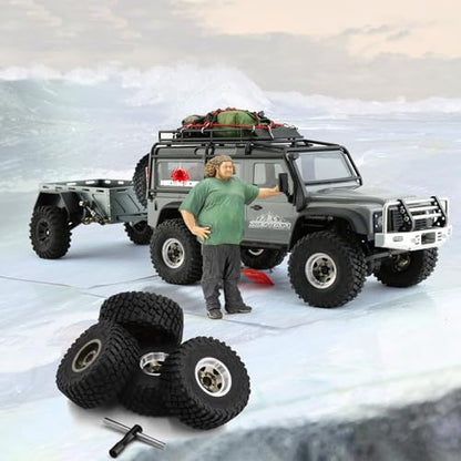 REDSPIDER 1.0 Beadlock Wheels and Tires（4pcs）， 1.0 Crawler Tires for 1：24 1:18 RC Scale Rock Crawler Car SCX24 FMS FCX24 TRX4M Axial AX24 90081 Gladiator Bronco C10 ﻿ (Brown) - color: Brown