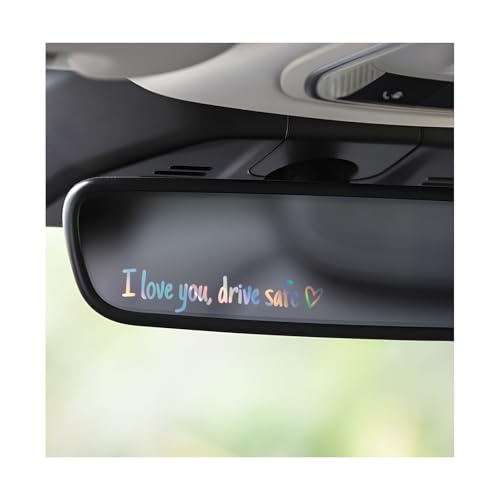 3 PCS I Love You Drive Safe Mirror Sticker, Cute Drive Reminder Windshield Decal Self Affirmation Decoration, Waterproof Safe Driving Rearview Mirror Sticker for Girls Women (Colorful) - color: Colorful