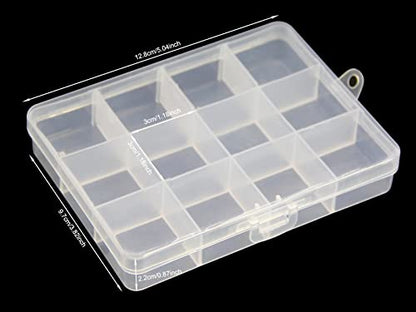 Small Plastic Organizer Box 10 packs12 Grids Clear Storage Container Jewelry Case with Fixed Dividers for Beads Art DIY Crafts Jewelry Fishing Tackles 5.04 * 3.82 * 0.87 inches - size: 10pcs 12 Grids Box