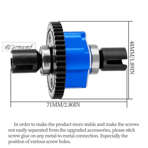 46T Center Differential Assembly #9585 Upgrades Part for Sledge 1/8,Heavy Duty Medium Carbon Steel & Aluminum Alloy RCarmumb RC Truck Replacement Upgrade,Navy Blue - color: Navy Blue(1set)