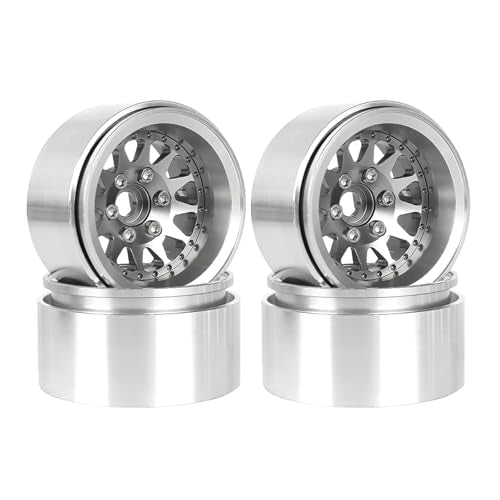 4PCS 1.9" Beadlock Wheel Rims Offset-10mm Aluminum Alloy Metal Wheel Hub for 1/10 RC Rock Crawler Car for Axial SCX10 TRX4 TRX6 D90 D110 Upgrade Accessories(12Holes-Grey) - color: 12holes-grey